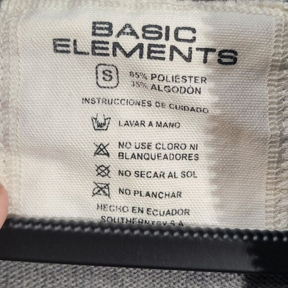 Basic Elements Gray Striped Full Zip Sweater Cotton Blend Men SZ S - Picture 4 of 7